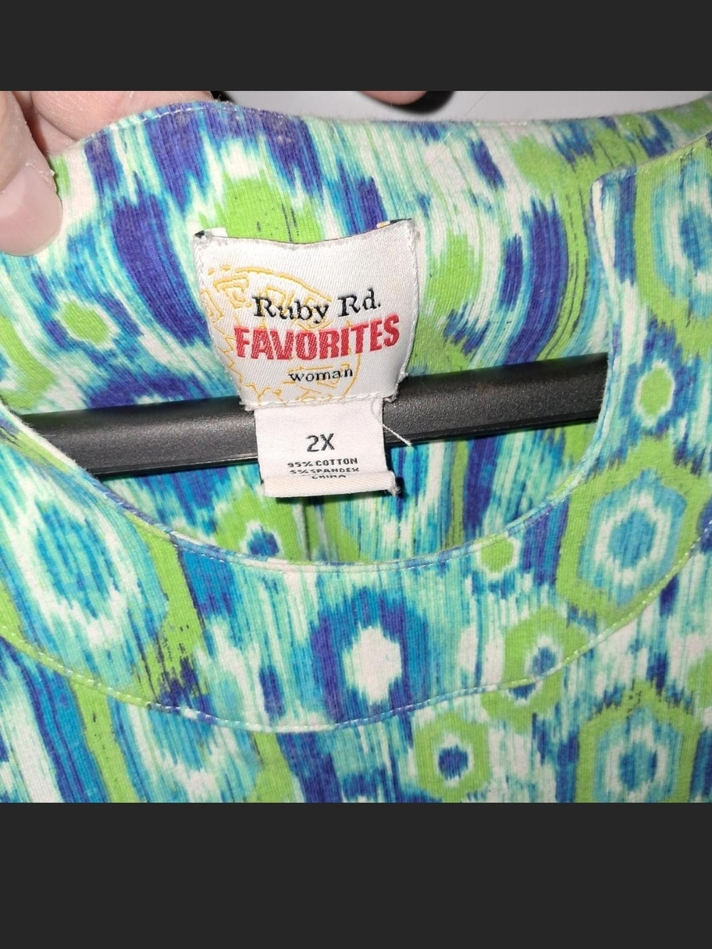 Ruby Rd. Blue and Green Geometric Pullover Tunic - Picture 2 of 2